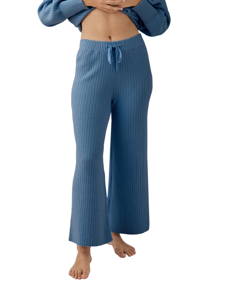 Vera Organic Knit Pants - Steel Blue
