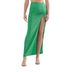 Ruched Maxi Skirt Turquoise Shimmer