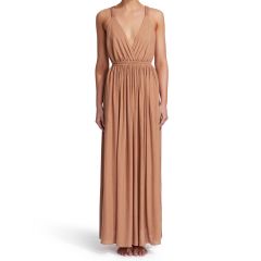 The Crossback Plunge Dress Clay