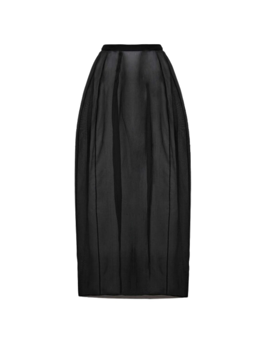 Silk Organza Envelope Skirt Black